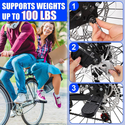 Rear bicycle pedals - Bicycle pedals - pedal - aluminum bicycle pedals - non-slip electric bicycle pedals - folding pedals - for electric bikes, mountain bikes, folding bikes - 15 mm U-slot - black.
