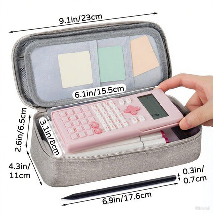 Large capacity pencil case, storage case, high-value, large capacity pencil case, stationery storage, makeup bag, office supplies, gray.