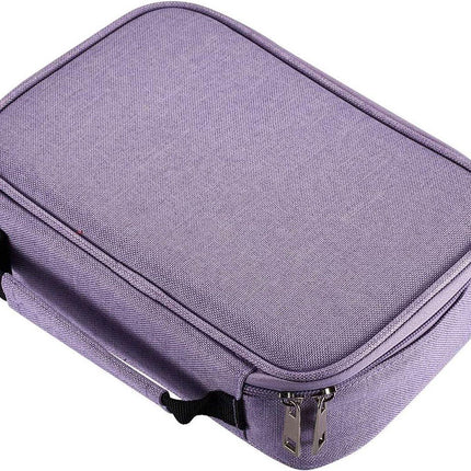 AMGOMH 72-slot pencil case, large capacity, student stationery, colored pencils, with inner pocket for small gadgets (purple).