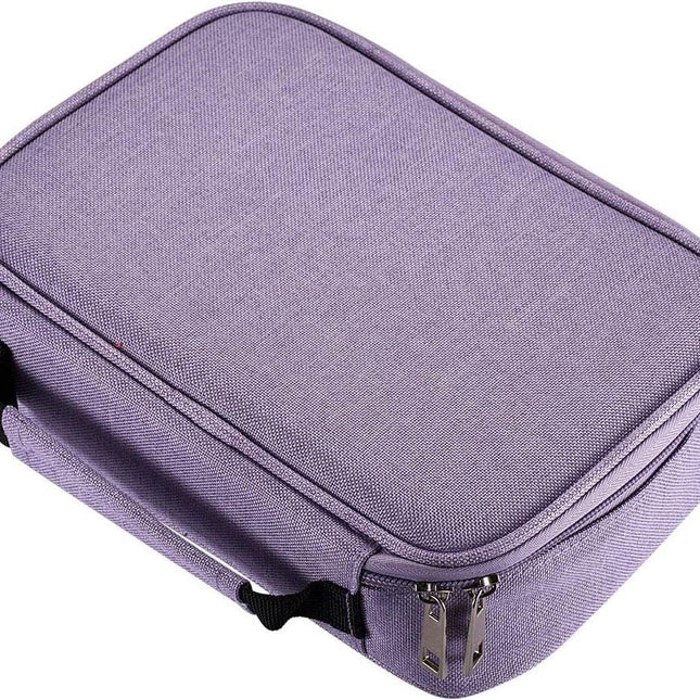 AMGOMH 72-slot pencil case, large capacity, student stationery, colored pencils, with inner pocket for small gadgets (purple).