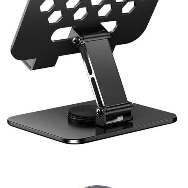 Universal tablet stand - Adjustable elasticity - Foldable at multiple angles (Black).