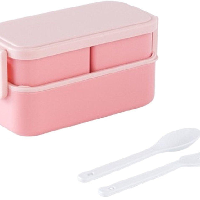 Children's bento box with compartments, 1300 ml, 2-in-1 3-compartment bento box, leakproof, for adults, for breakfast, BPA-free, pink.