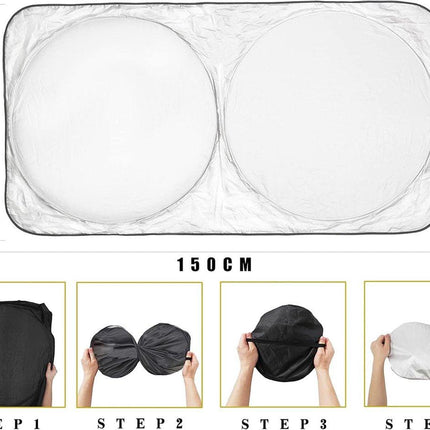 Car accessories - Car sunshade - Car sunshade - Car windshield sunshade - Universal car windshield sunshade - Foldable - UV resistant - Fits most vehicles (150 x 70 cm).