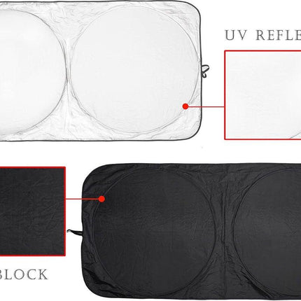 Car accessories - Car sunshade - Car sunshade - Car windshield sunshade - Universal car windshield sunshade - Foldable - UV resistant - Fits most vehicles (150 x 70 cm).