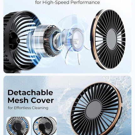 Handheld Fan - Mini Portable Fan - Rechargeable - Power Bank - 6 Settings - Black.
