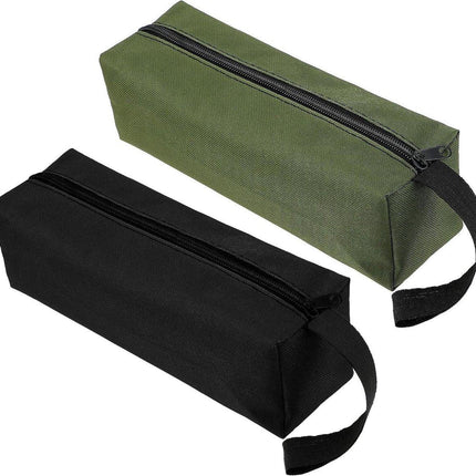 Pack of 2 10" x 3.1" zippered canvas tool bags, wear-resistant flat bottom portable tool pouch - multifunctional storage bag for tools, gadgets, cosmetics, stationery..