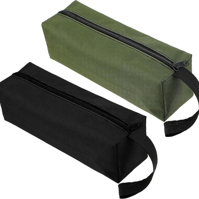 Pack of 2 10" x 3.1" zippered canvas tool bags, wear-resistant flat bottom portable tool pouch - multifunctional storage bag for tools, gadgets, cosmetics, stationery..