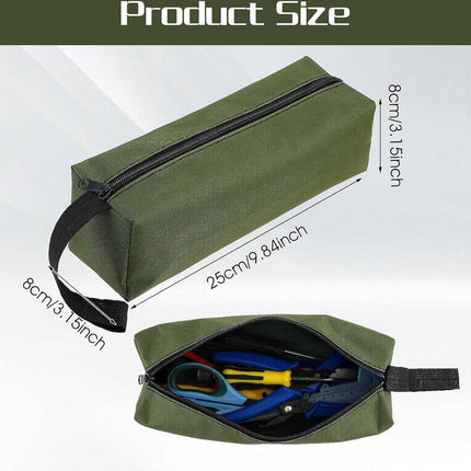 Pack of 2 10" x 3.1" zippered canvas tool bags, wear-resistant flat bottom portable tool pouch - multifunctional storage bag for tools, gadgets, cosmetics, stationery..