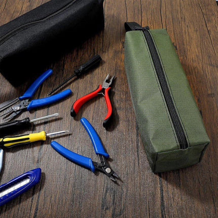 Pack of 2 10" x 3.1" zippered canvas tool bags, wear-resistant flat bottom portable tool pouch - multifunctional storage bag for tools, gadgets, cosmetics, stationery..