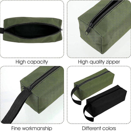 Pack of 2 10" x 3.1" zippered canvas tool bags, wear-resistant flat bottom portable tool pouch - multifunctional storage bag for tools, gadgets, cosmetics, stationery..