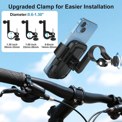 Bicycle Phone Holder - Motorcycle Phone Holder - 1 Second Automatic Locking - 360 Degree Rotating Bicycle Handlebar Phone Holder - Suitable for Mountain Bikes, Electric Scooters, and Other Models.