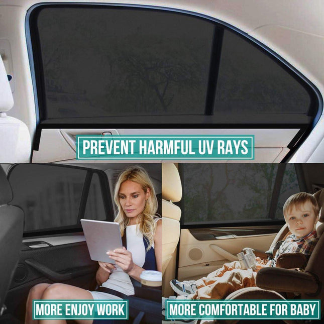 Car accessories - Car sunshades - Car sunshades - Windshield sunshades - Set of 2 car sunshades - Blocks UV rays and protects your car from sun exposure - Suitable for the rear window of the car (black).