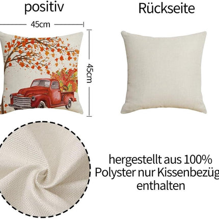 Halloween Theme - Fall Pillowcases - Pillowcases - Linen - Bedroom Decor Pillowcases - Living Room Decor Pillowcases - Sofa Decor Pillowcases - 45 x 45 cm - Four-Piece Set.