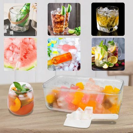 Frozen Ice Cube Trays - Food Grade Ice Cube Molds with Lids - Ice Cube Molds - 2 Layers, Blue - Releases all ice cubes in one second - Ice Cube Molds.