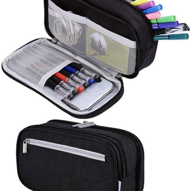Large Capacity Pencil Case - School Pencil Case - Storage Case - Large Capacity Pencil Case for Boys and Girls - Student Office Supplies - Black.
