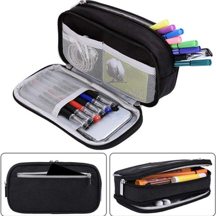 Large Capacity Pencil Case - School Pencil Case - Storage Case - Large Capacity Pencil Case for Boys and Girls - Student Office Supplies - Black.