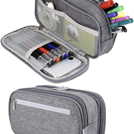 Large Capacity Pencil Case - School Pencil Case - Storage Case - Large Capacity Pencil Case for Boys and Girls - Student Office Supplies - Grijs.