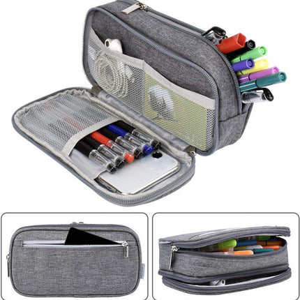 Large Capacity Pencil Case - School Pencil Case - Storage Case - Large Capacity Pencil Case for Boys and Girls - Student Office Supplies - Grijs.