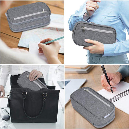 Large Capacity Pencil Case - School Pencil Case - Storage Case - Large Capacity Pencil Case for Boys and Girls - Student Office Supplies - Grijs.