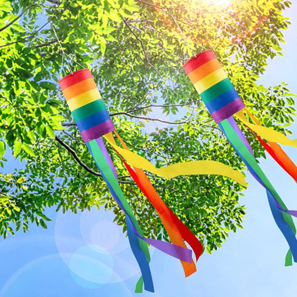 Decorative Rainbow Windproof Sleeve - 40-inch Rainbow Windproof Sleeve Flag - Pack of 4 - Striped Rainbow Windproof Sleeve Flag Gay Pride Outdoor Decoration LGBT Event Decoration Banner.