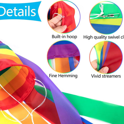 Decorative Rainbow Windproof Sleeve - 40-inch Rainbow Windproof Sleeve Flag - Pack of 4 - Striped Rainbow Windproof Sleeve Flag Gay Pride Outdoor Decoration LGBT Event Decoration Banner.