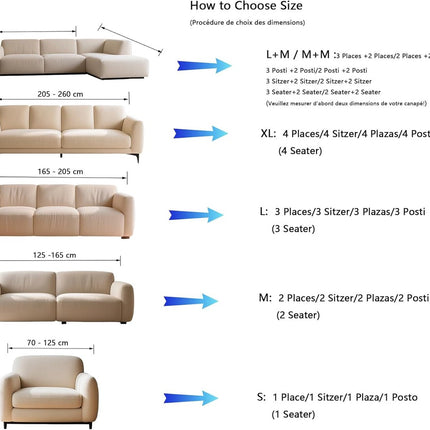 Sofa cover - Corner sofa cover - Loveseat cover - All seasons - Sofa cushion - Waterproof sofa cover - Thick ripstop - Polyester sofa cover - Black - Raised - 280 x 180 cm.