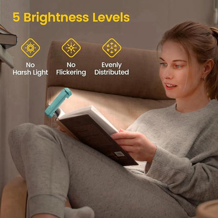Boek Lamp - LED de Boek Lamp with Clamp - 3 Reading Light Modes - USB-C Rechargeable - Black.