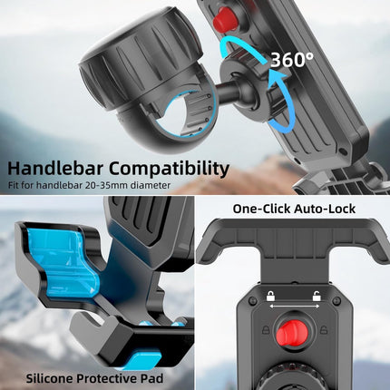 Bicycle Phone Holder - Easy to Install - Motorcycle Phone Holder - [Ultra-Stable Bicycle Phone Holder - Electric Scooter Handlebar Phone Holder - For 4.7 to 7 inch Phones - Bicycle Accessories].
