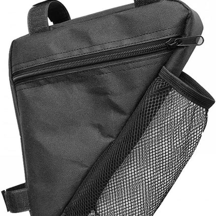 Bicycle pannier - Bicycle pannier with triangular frame - Waterproof bicycle pannier - With mesh pocket for water bottle - Perfect for outdoor cycling - Black.