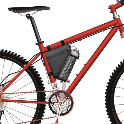 Bicycle pannier - Bicycle pannier with triangular frame - Waterproof bicycle pannier - With mesh pocket for water bottle - Perfect for outdoor cycling - Black.