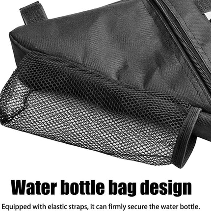 Bicycle pannier - Bicycle pannier with triangular frame - Waterproof bicycle pannier - With mesh pocket for water bottle - Perfect for outdoor cycling - Black.