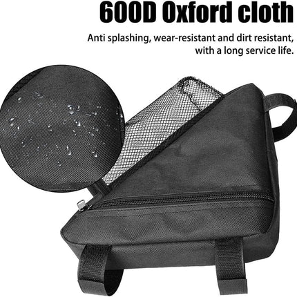 Bicycle pannier - Bicycle pannier with triangular frame - Waterproof bicycle pannier - With mesh pocket for water bottle - Perfect for outdoor cycling - Black.