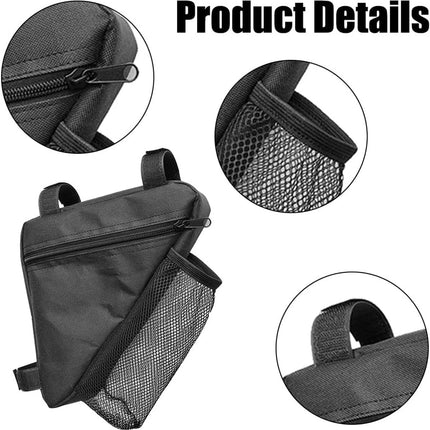Bicycle pannier - Bicycle pannier with triangular frame - Waterproof bicycle pannier - With mesh pocket for water bottle - Perfect for outdoor cycling - Black.