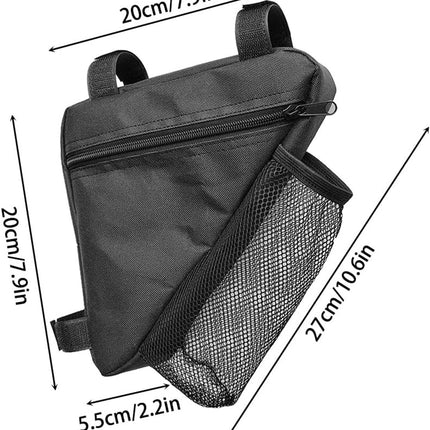 Bicycle pannier - Bicycle pannier with triangular frame - Waterproof bicycle pannier - With mesh pocket for water bottle - Perfect for outdoor cycling - Black.