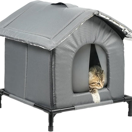 1 Pack Gray Cat and Dog Bed, Waterproof Insulated Durable Pet House Compatible with Cats and Dogs, 36x36cm.