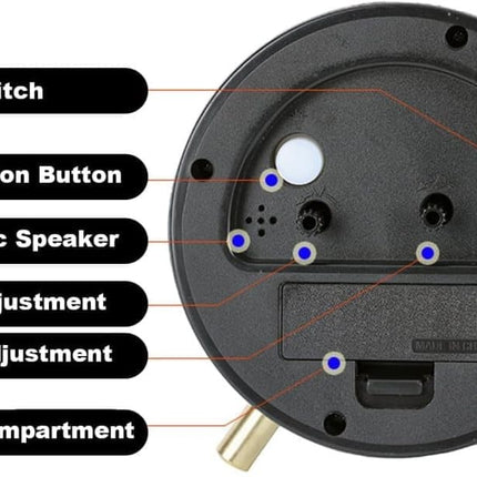 Silent Alarm Clock with Night Light and Backlight, White Metal Clock for Bedrooms and Travel.
