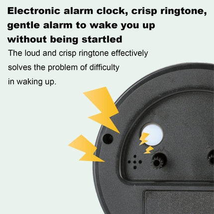 Silent Alarm Clock with Night Light and Backlight, Metal Clock for Bedrooms and Travel, Black.