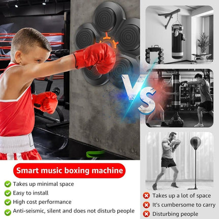 Smart Electric Boxing Trainer with Speaker, Black, Compatible with Smart Music Boxing Machine(Children）.