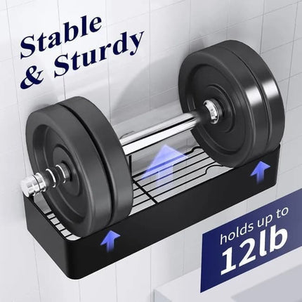 2-Pack Stainless Steel Shower Shelf, Drill-Free Bathroom Storage for Shampoo, 12x4x6 Inches.