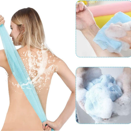 4pcs Multicolor Nylon Japanese Exfoliating Shower Scrub Washcloth Towel, Soft Body Cleaning Sponges.