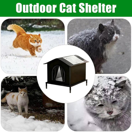 1 Pack Waterproof Insulated Outdoor Cat House for Homeless Cats and Small Animals, 42 x 42 x 42cm, Black.