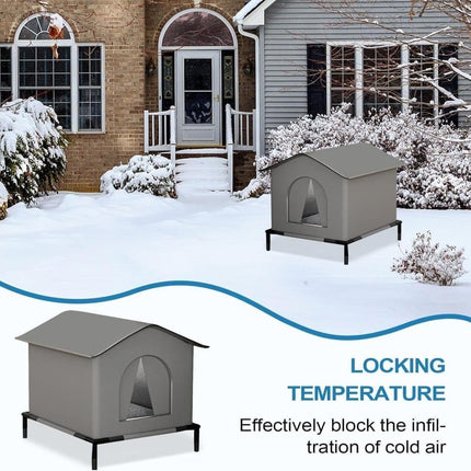 1 Pack Waterproof Insulated Outdoor Cat House for Homeless Cats and Small Animals, 36 x 36 x 36cm, Gray.