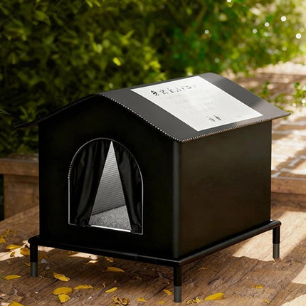 1 Pack Waterproof Insulated Outdoor Cat House for Homeless Cats and Small Animals, 33 x 33 x 33cm Black.