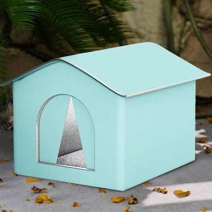 1 Pack Waterproof Insulated Outdoor Cat House for Homeless Cats and Small Animals, 33 x 33 x 33cm Blue.