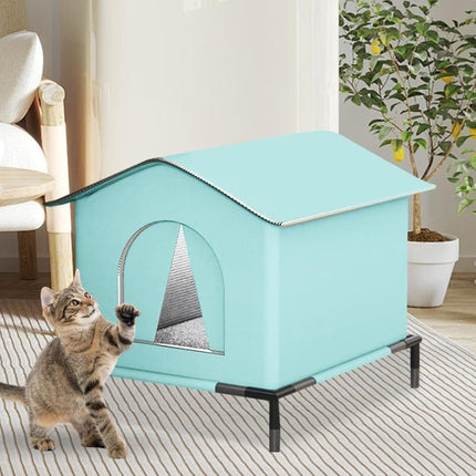1 Pack Waterproof Insulated Outdoor Cat House for Homeless Cats and Small Animals, 33 x 33 x 33cm Blue.