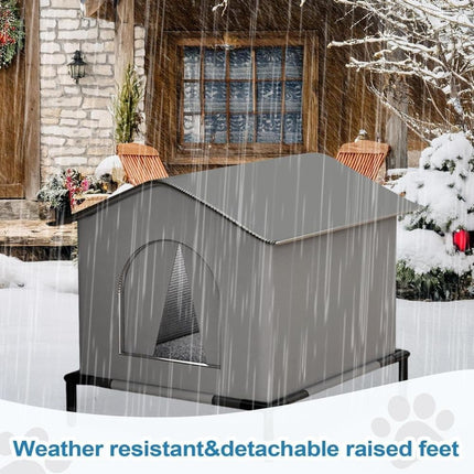 1 Pack Waterproof Insulated Outdoor Cat House for Homeless Cats and Small Animals, 33 x 33 x 33cm, Gray.