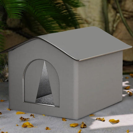 1 Pack Waterproof Insulated Outdoor Cat House for Homeless Cats and Small Animals, 33 x 33 x 33cm, Gray.