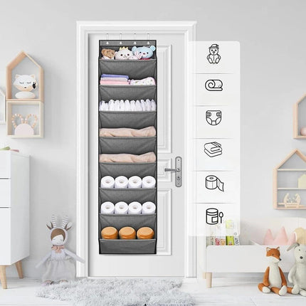 12 Pairs Wall Mounted Shoe Rack with Hooks, Shoe Hanger Storage for Door, 24 x 12 x 4 inches, Gray.