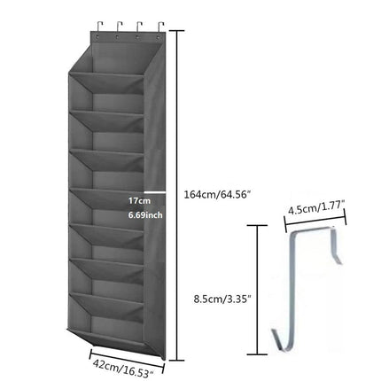 12 Pairs Wall Mounted Shoe Rack with Hooks, Shoe Hanger Storage for Door, 24 x 12 x 4 inches, Black.