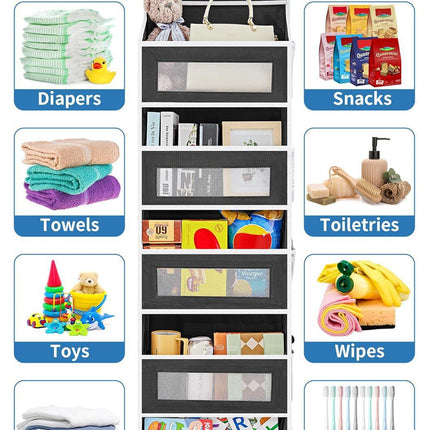1 piece Wall-mounted Doll Rack with Hooks, Multi-functional Storage Rack for Door, Gray.